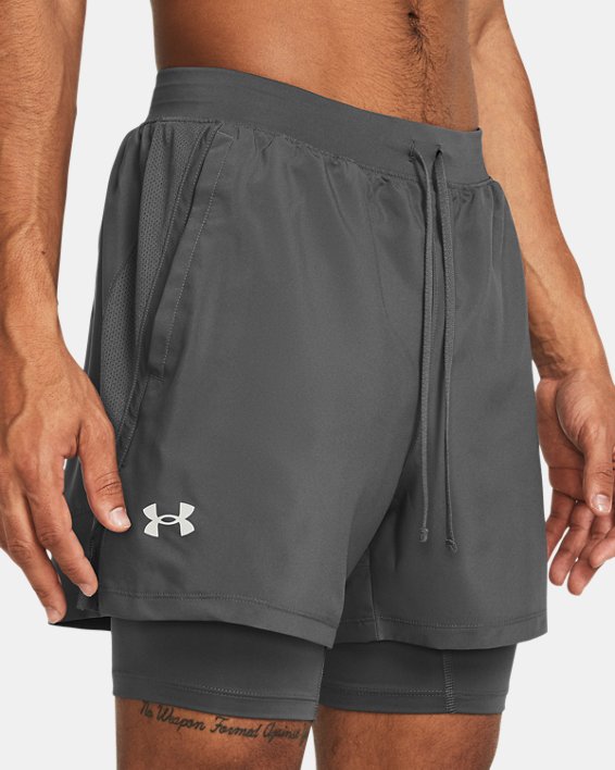 Men's UA Launch 2-in-1 5" Shorts, Gray, pdpMainDesktop image number 3